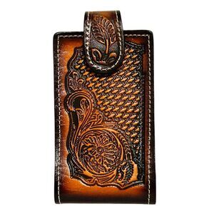 Western Leather cellphone holster - Funda de piel vaquera Black and Brown
